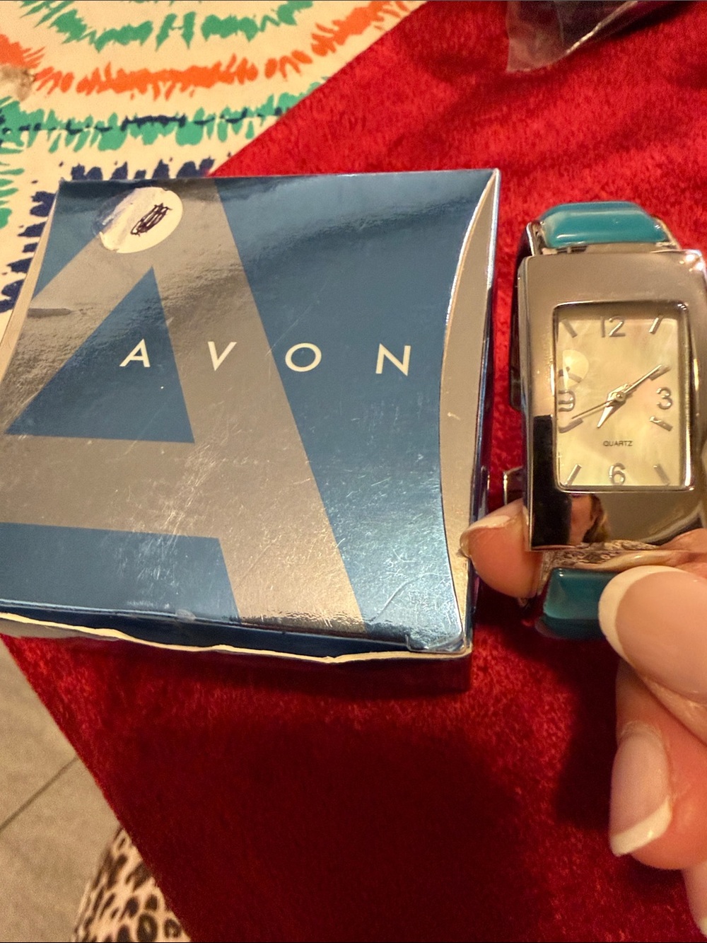 NEW Avon Watch w Turquoise Accents needs a $10 battery spring closure fits 6-7.5